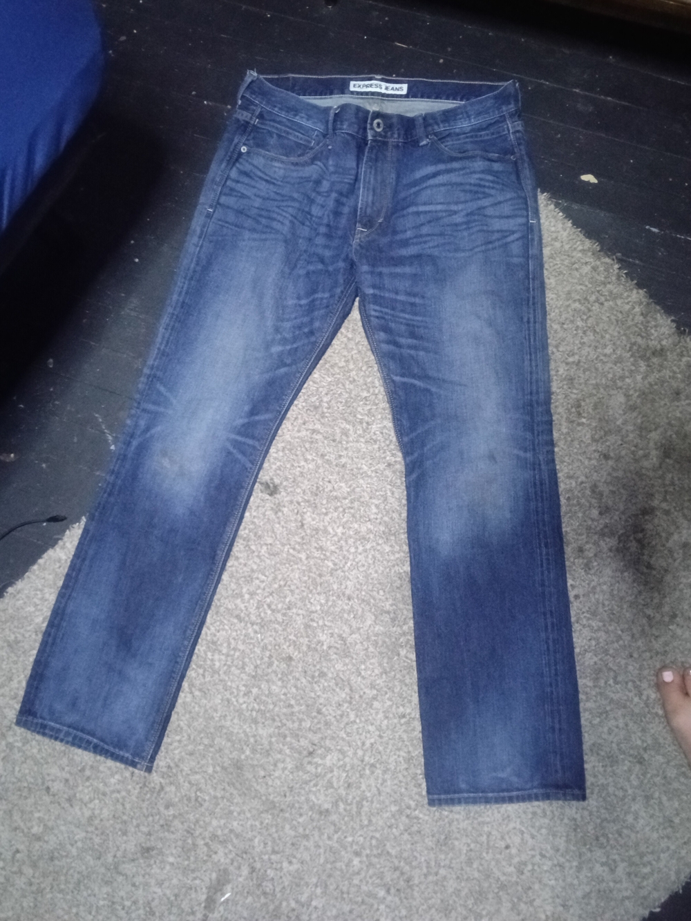 Express Men’s Slim Straight Dark Blue Jeans